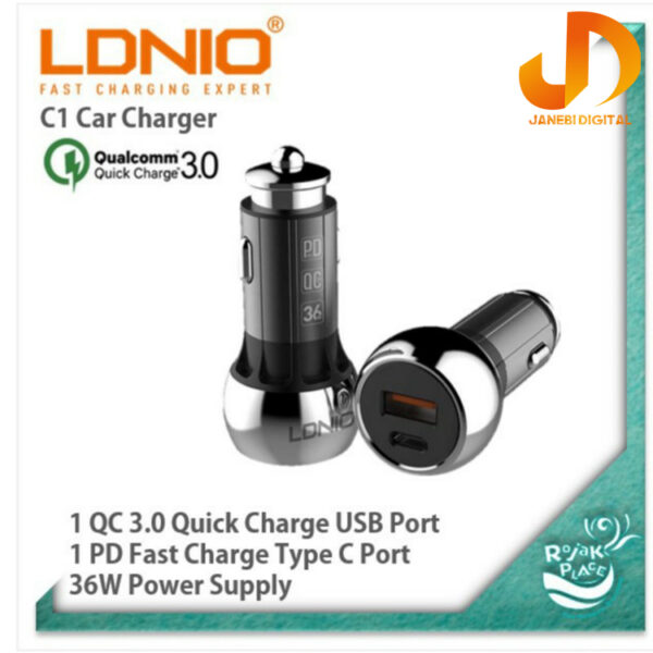 شارژر فندکی الدینیو مدل C1به همراه کابل تبدیل USB-C - Image 8