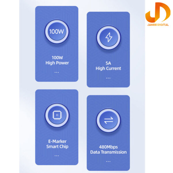 یوسمز USB-C کابل تبدیل مدل US-sj524 طول 1.2 متر - Image 12