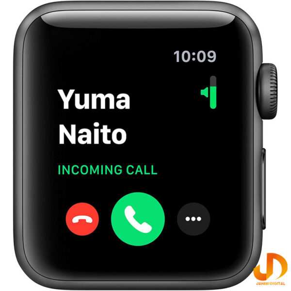 ساعت هوشمند اپل واچ سری 3 38mm Aluminum Case with Black Sport Silicon Band - Image 14