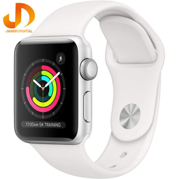 ساعت هوشمند اپل واچ سری 3 38mm Aluminum Case with Black Sport Silicon Band - Image 15