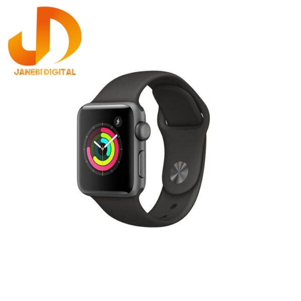 ساعت هوشمند اپل واچ سری 3 38mm Aluminum Case with Black Sport Silicon Band - Image 5