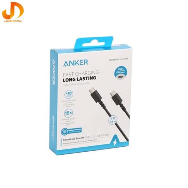 کابل شارژ سریع USB-C انکر Anker Powerline Select+ USB-C to USB-C Cable A8033H11(گارانتی 24 ماهه شرکتی)1.8 متر - Image 10