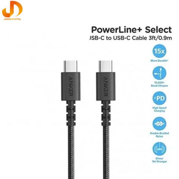 کابل شارژ سریع USB-C انکر Anker Powerline Select+ USB-C to USB-C Cable A8033H11(گارانتی 24 ماهه شرکتی)1.8 متر - Image 8