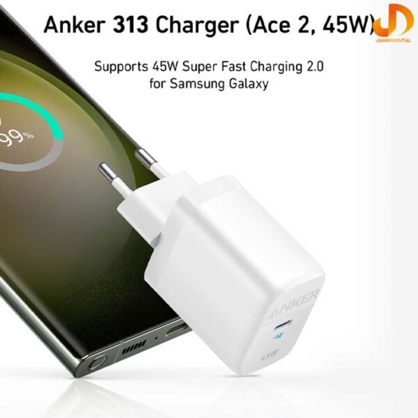 شارژر دیواری انکر سری 313 با توان 45 وات مدل ANKER 313 Ace 2 A2643 (گارانتی 24 ماهه جانبی همراه) 3 پین - Image 4