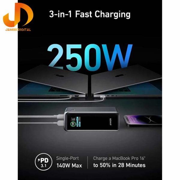 پاور بانک انکر مدل Anker Prime 27650mAh 250W A13400 (گارانتی 24 ماهه جانبی همراه) - Image 3